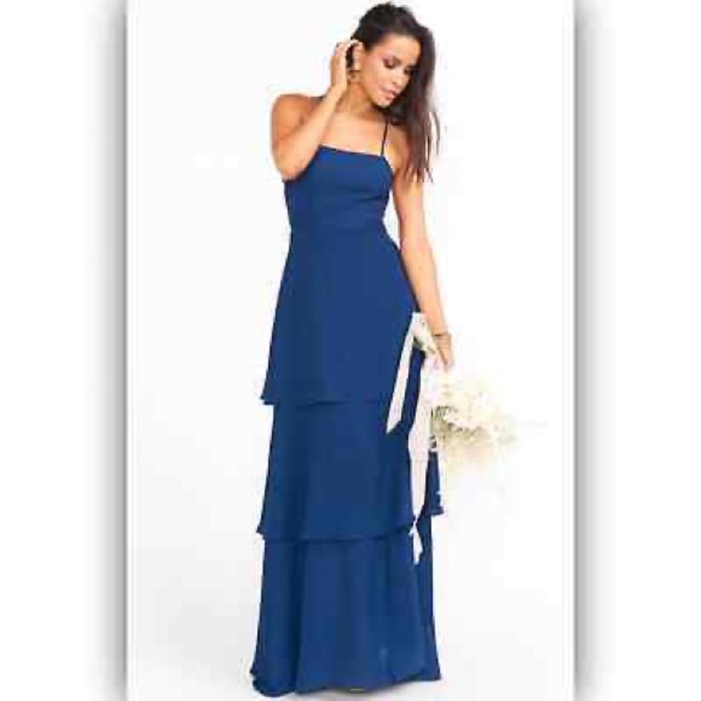 Elegant Blue Layered Women's Dress
